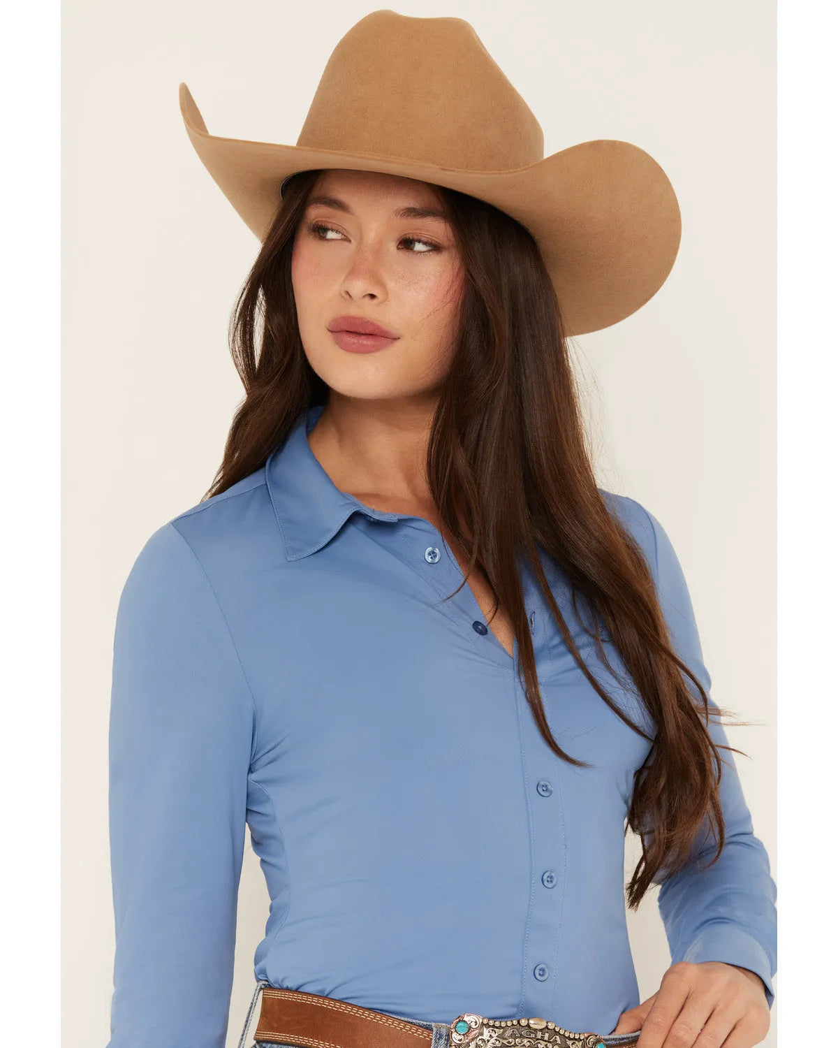Solid Long Sleeve Pullover Western Riding Shirt