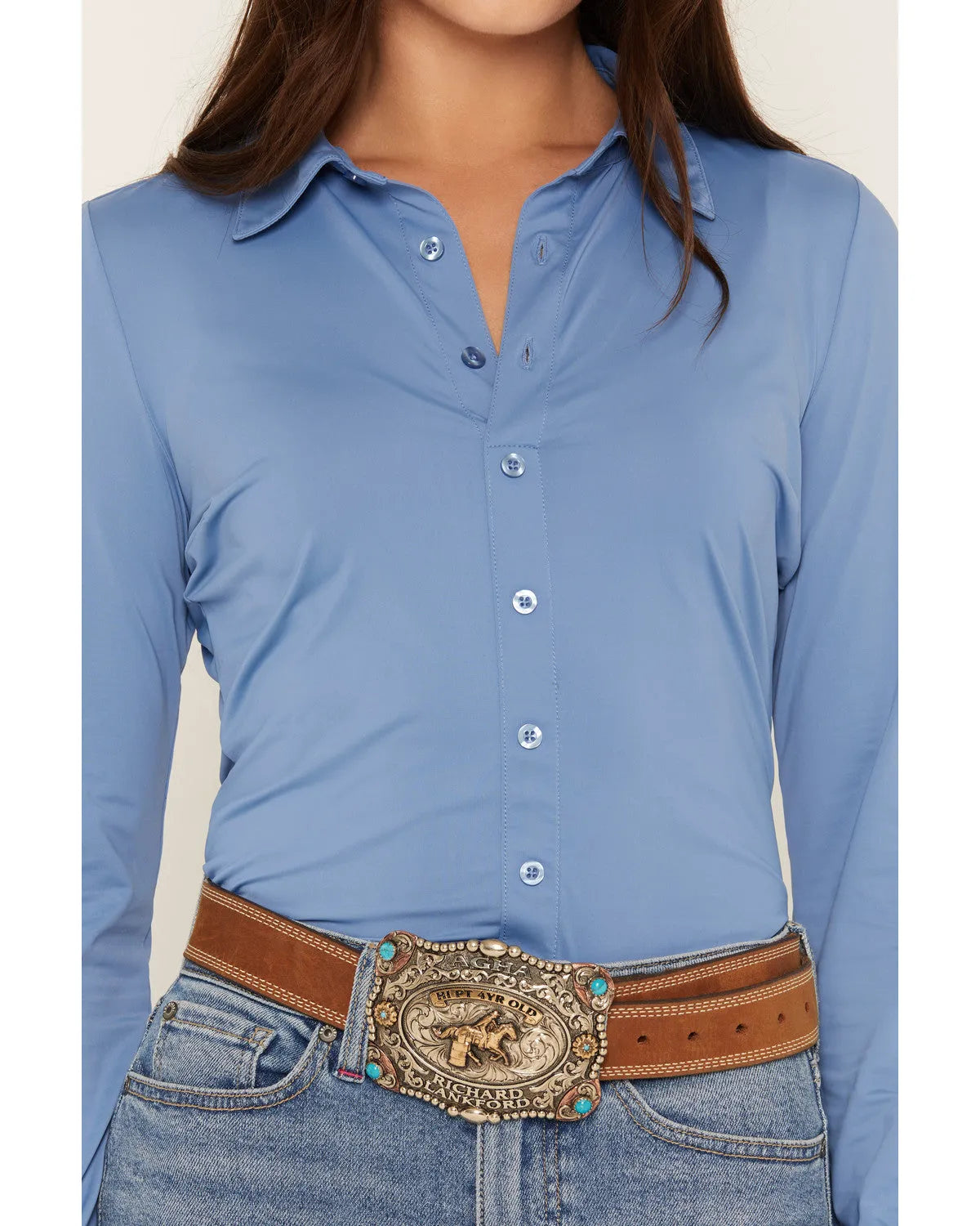 Solid Long Sleeve Pullover Western Riding Shirt